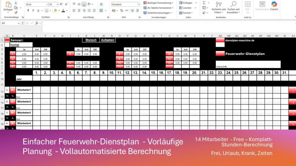 Feuerwehr-dienstplan